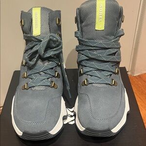 Sorel Blue & Lime Green High-Top Hiking Boots